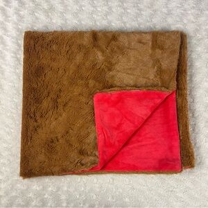 Animal Adventure Curious George Baby Blanket Brown Red Reversible Soft